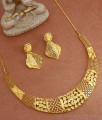 Handcrafted 2 Gram Gold Bridal Choker Necklace With Matching Earrings NCKN2888