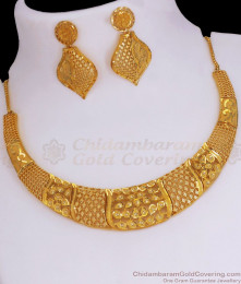 Handcrafted 2 Gram Gold Bridal Choker Necklace With Matching Earrings NCKN2888 Handcrafted 2 Gram Gold Bridal Choker Necklace With Matching Earrings NCKN2888