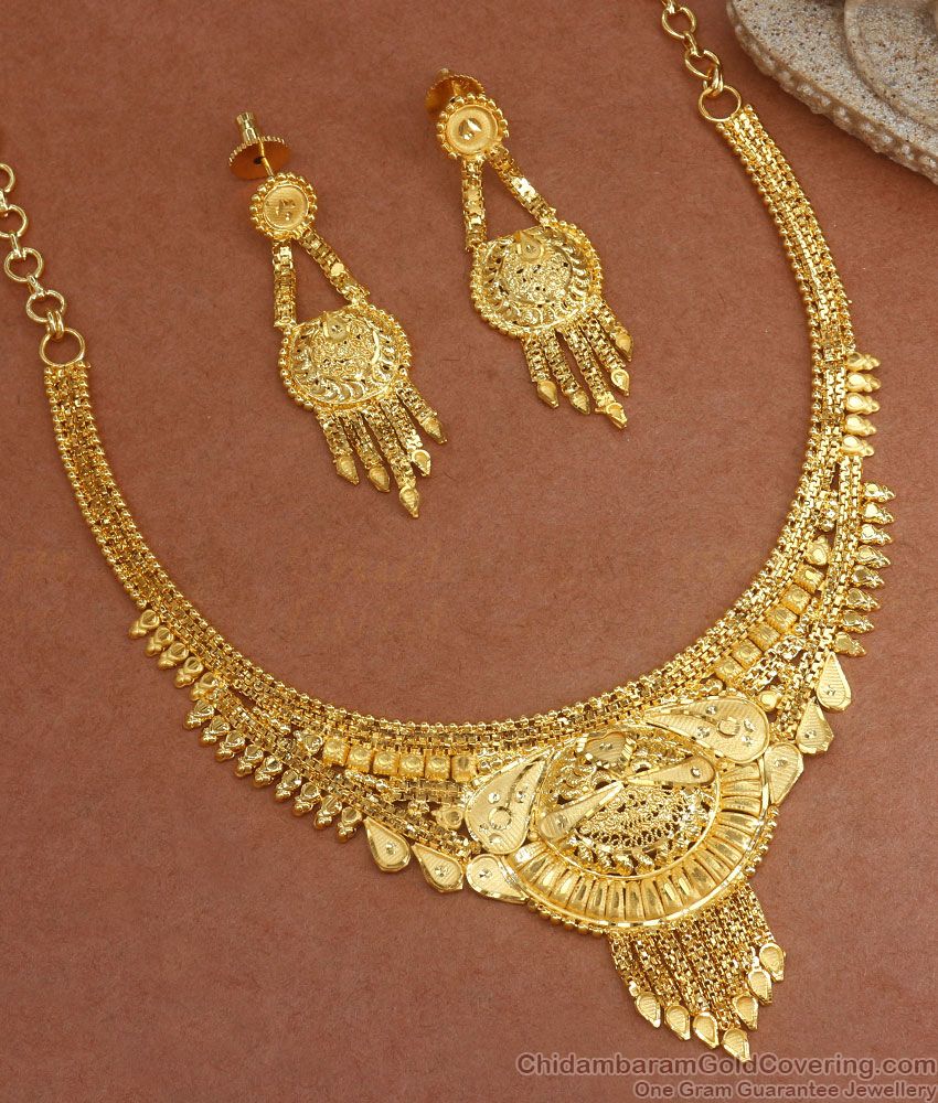 Beautiful Two Gram Gold Necklace Calcutta Pattern Shop Online NCKN2890