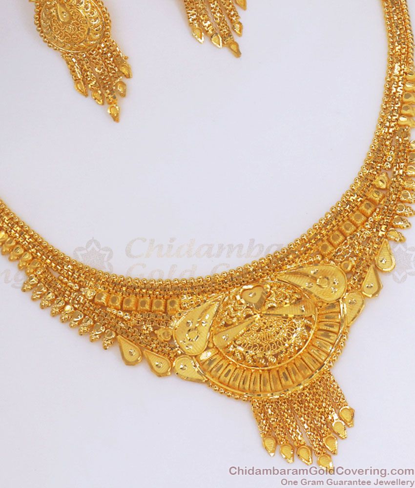 Beautiful Two Gram Gold Necklace Calcutta Pattern Shop Online NCKN2890