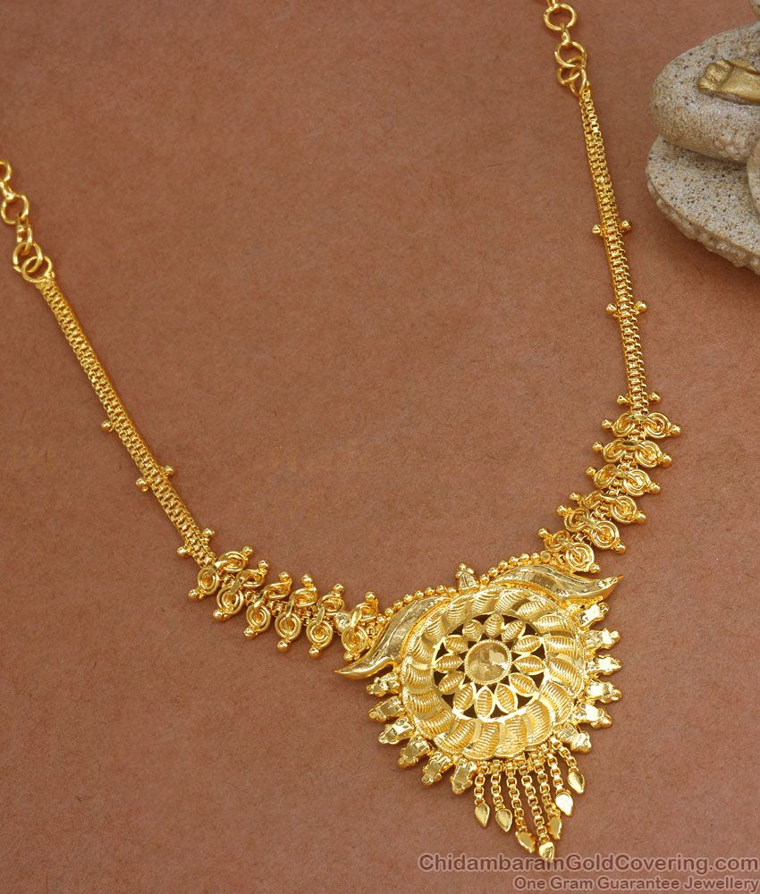 Bridal One Gram Gold Necklace Floral Design NCKN2900