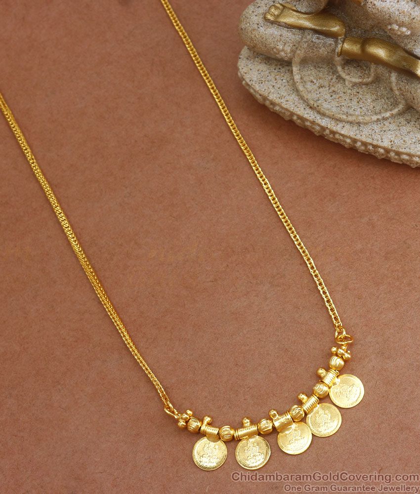 Tiny 1 Gram Gold Lakshmi Coin Necklace Shop Online NCKN2901