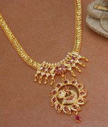 Gorgeous Zircon Stone Peacock Design Gold Bridal Necklace Shop Online NCKN2907 Gorgeous Zircon Stone Peacock Design Gold Bridal Necklace Shop Online NCKN2907