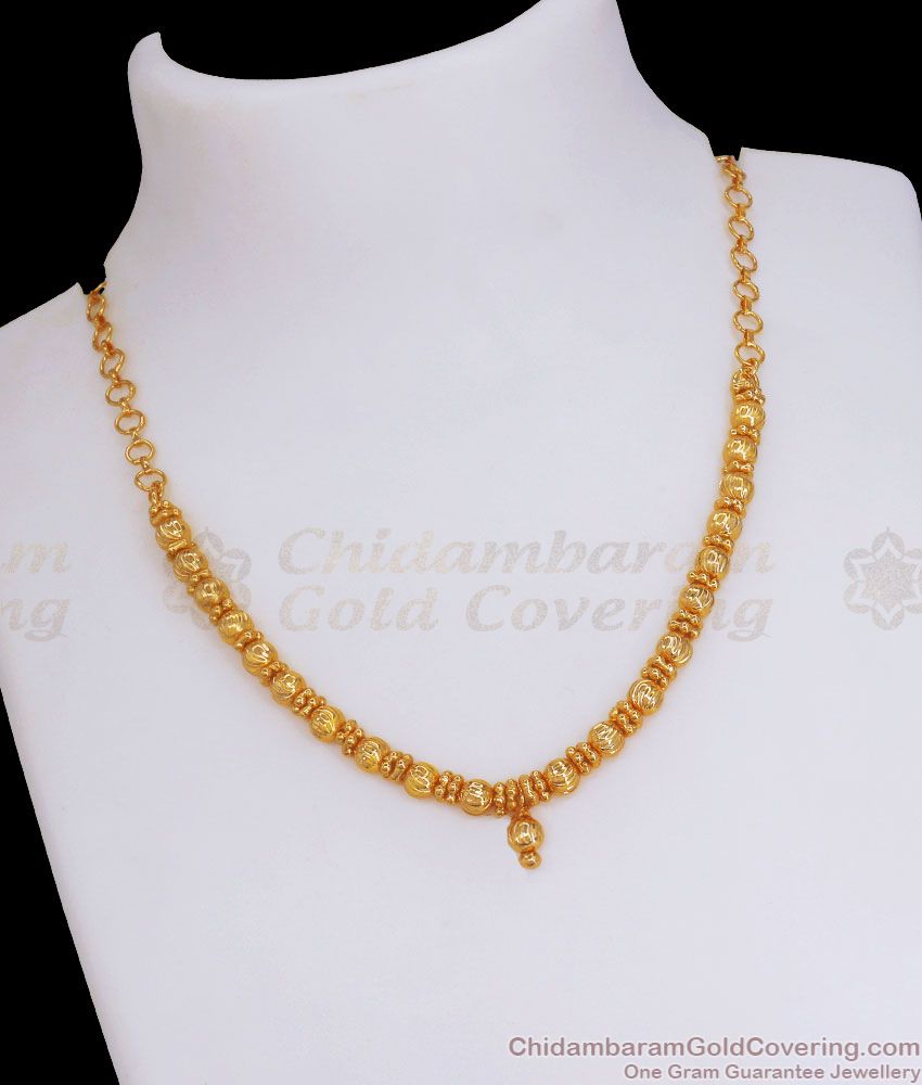 Plain One Gram Gold Beaded Necklace Shop Online NCKN2908