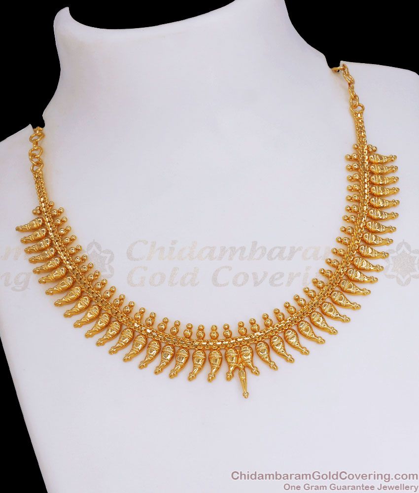 Kerala Tradition Gold Plated Necklace Mullaipoo Pattern NCKN2909