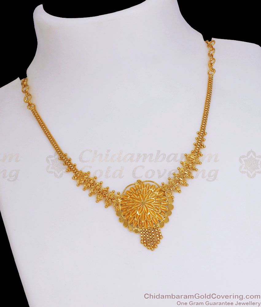 Calcutta Pattern Bridal Gold Imitation Necklace Shop Online NCKN2910