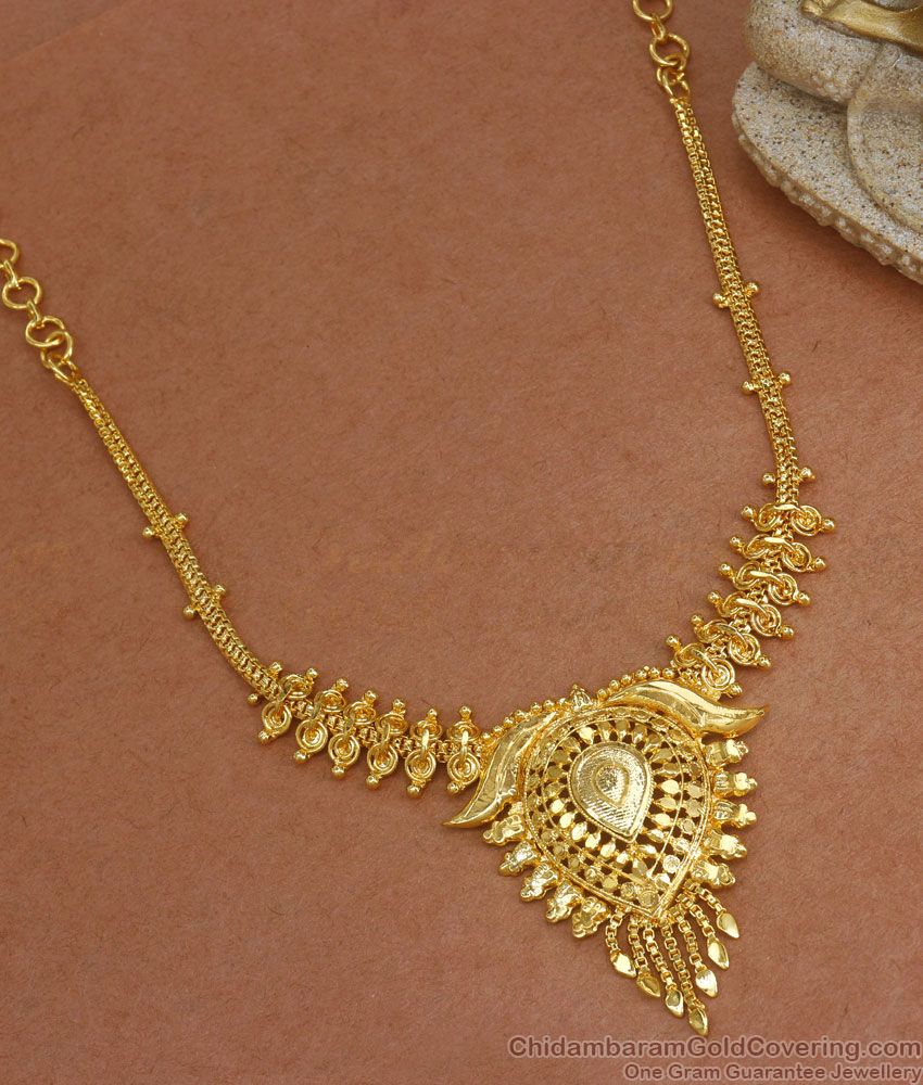 Stylish 1 Gram Gold Necklace Real Gold Kolkata Pattern  NCKN2911