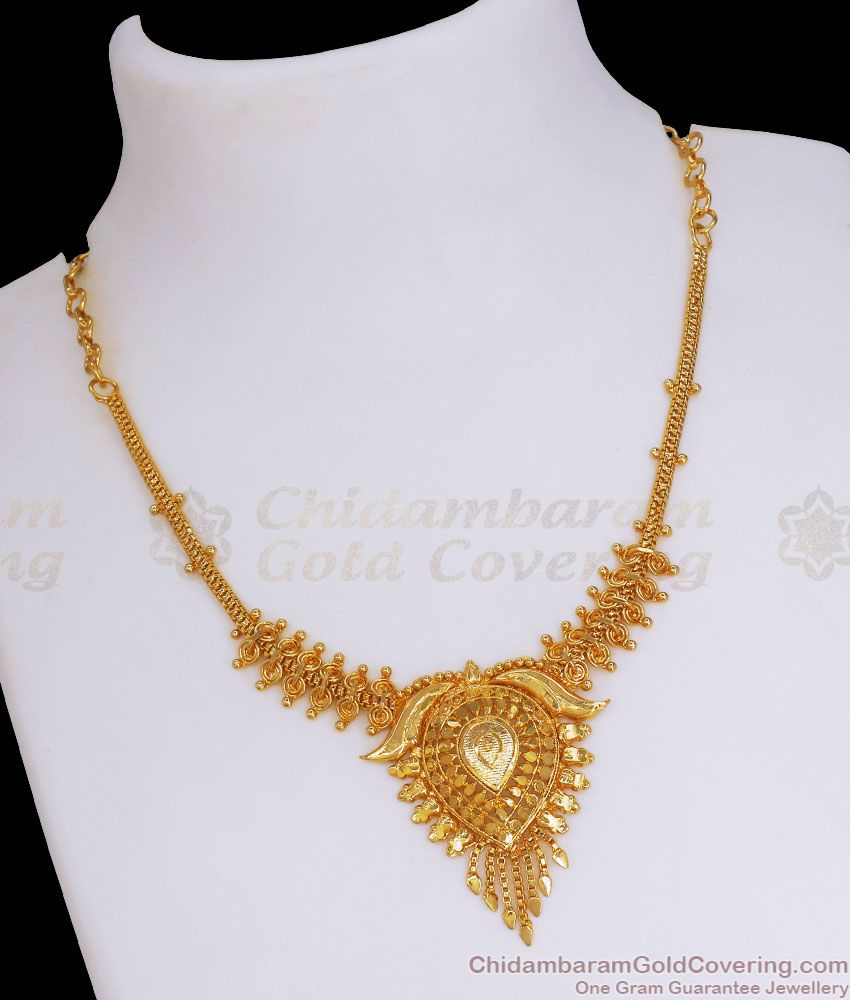 Stylish 1 Gram Gold Necklace Real Gold Kolkata Pattern  NCKN2911