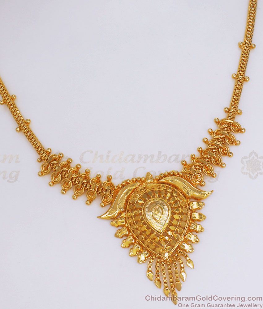 Stylish 1 Gram Gold Necklace Real Gold Kolkata Pattern  NCKN2911