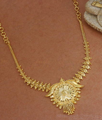 Light Weight Jadau Necklace Set in 22K Gold GNS 063