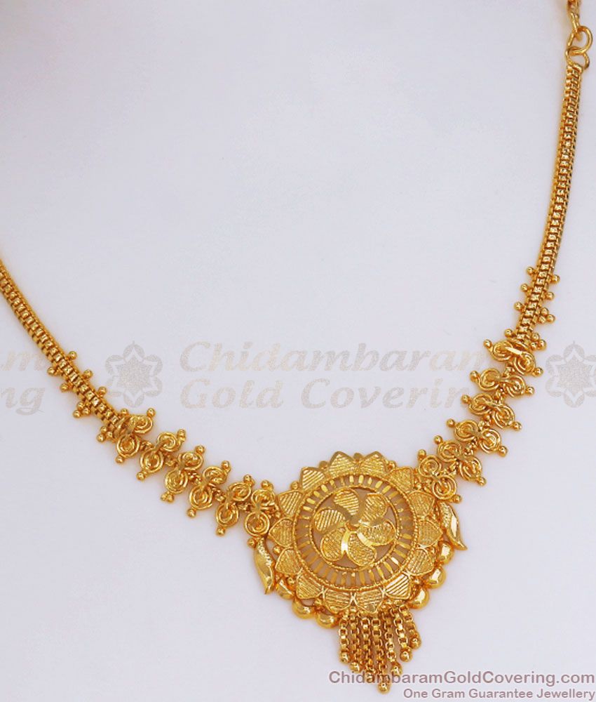 Stylish Gold Plated Necklace Calcutta Pattern Guarantee Gold Jewelry NCKN2916