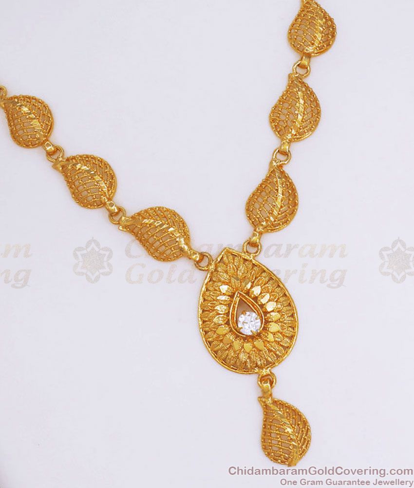 Beautiful Leaf Design 1 Gram Gold Necklace Shop Online NCKN2918