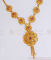 Stylish Floral Ruby Stone Gold Plated Necklace Shop Online NCKN2919