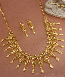 Stylish Arabic Pattern Forming Gold Necklace Earring Combo Set NCKN2922 Stylish Arabic Pattern Forming Gold Necklace Earring Combo Set NCKN2922
