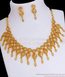 Stylish Arabic Pattern Forming Gold Necklace Earring Combo Set NCKN2922 Stylish Arabic Pattern Forming Gold Necklace Earring Combo Set NCKN2922
