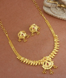 Attractive Ruby Stone Necklace 2 Gram Gold Combo Set Jewelry NCKN2924 Attractive Ruby Stone Necklace 2 Gram Gold Combo Set Jewelry NCKN2924