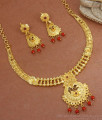 Traditional Coral Stone Forming Necklace Design With Earrings NCKN2925