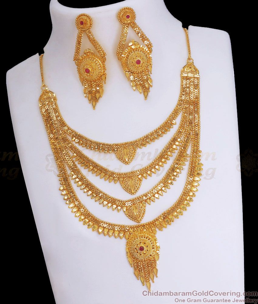 Grand 2 Gram Gold Necklace 4 Line Bridal Collection Shop Online NCKN2926