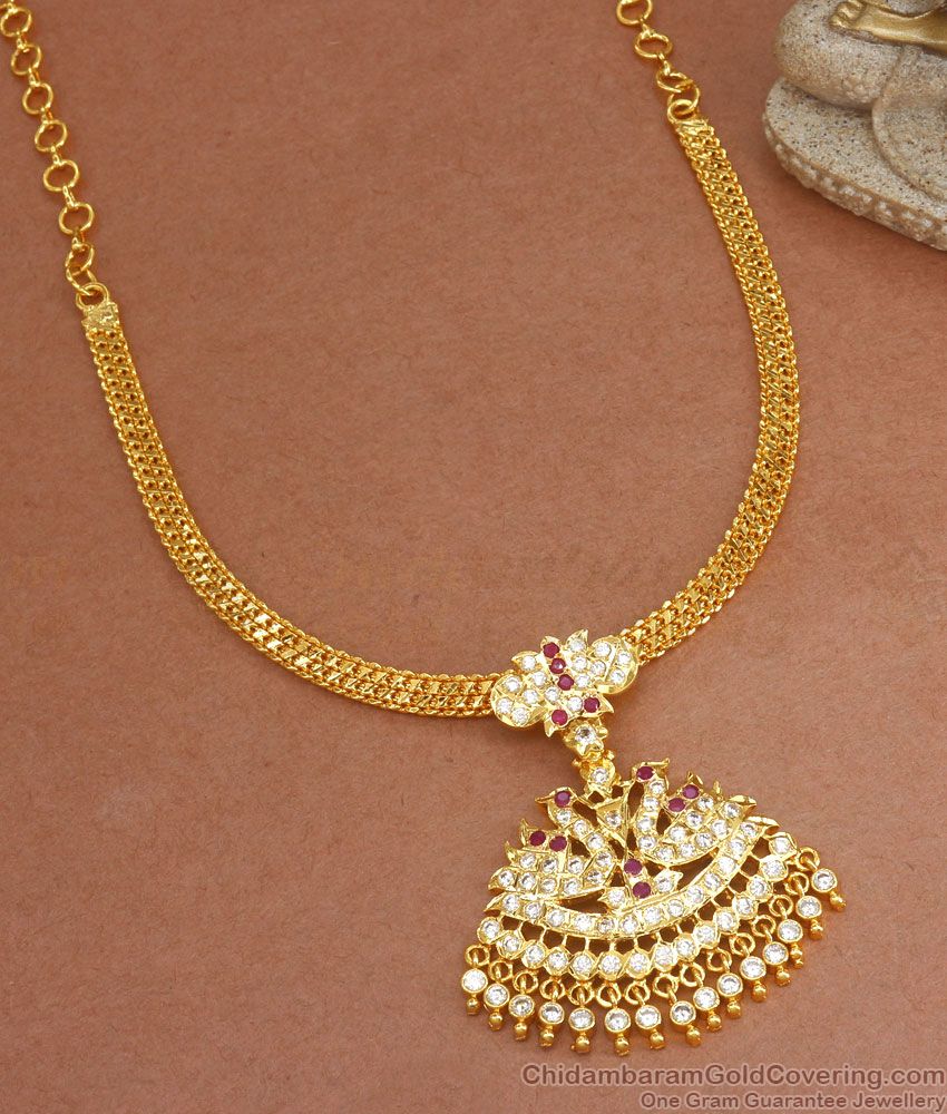 Peacock Design Impon Necklace From Chidambaram Gold Covering NCKN2931