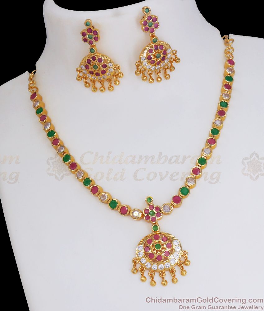Gati Stone Impon Necklace With Earring Combo Collection NCKN2937