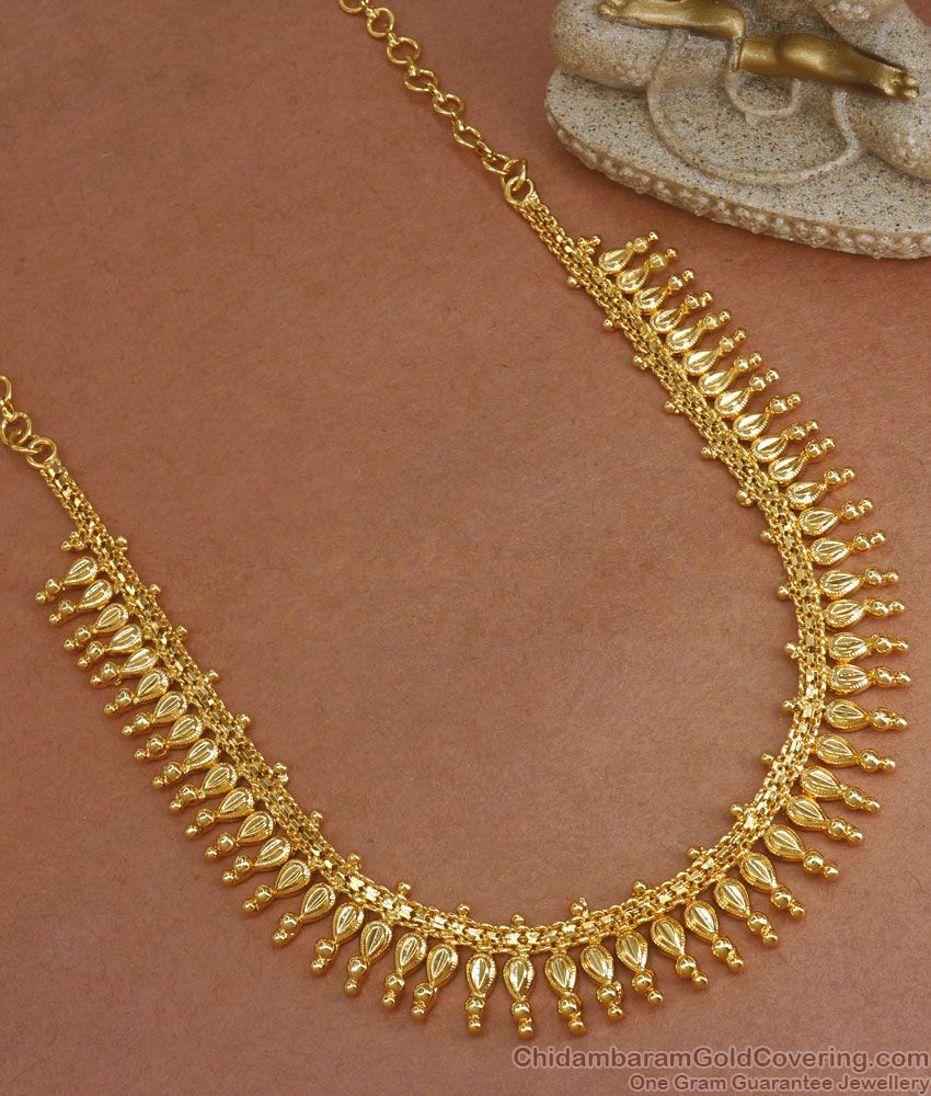 1 Gram Gold Necklace Mullai Mottu Design Bridal Jewelry NCKN2939