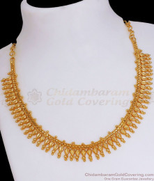 1 Gram Gold Necklace Mullai Mottu Design Bridal Jewelry NCKN2939 1 Gram Gold Necklace Mullai Mottu Design Bridal Jewelry NCKN2939