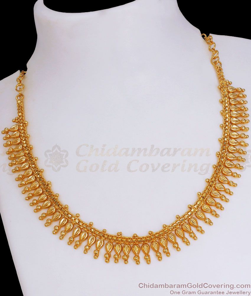 1 Gram Gold Necklace Mullai Mottu Design Bridal Jewelry NCKN2939