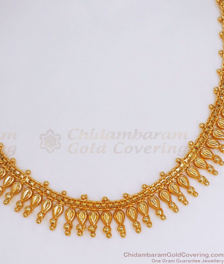 1 Gram Gold Necklace Mullai Mottu Design Bridal Jewelry NCKN2939