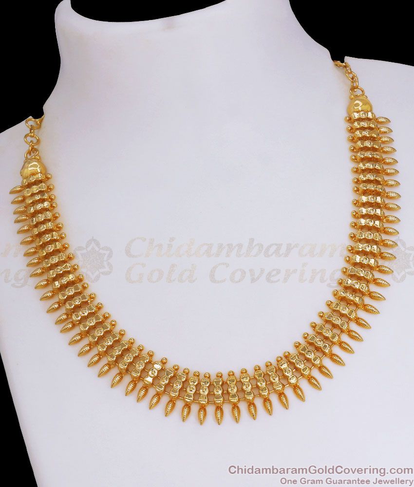 One Gram Gold Necklace Mullaipoo 3 Line Design Shop Online NCKN2941