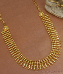 Real Gold Pattern Long Mullai Necklace Gold Plated Jewelry NCKN2942 Real Gold Pattern Long Mullai Necklace Gold Plated Jewelry NCKN2942