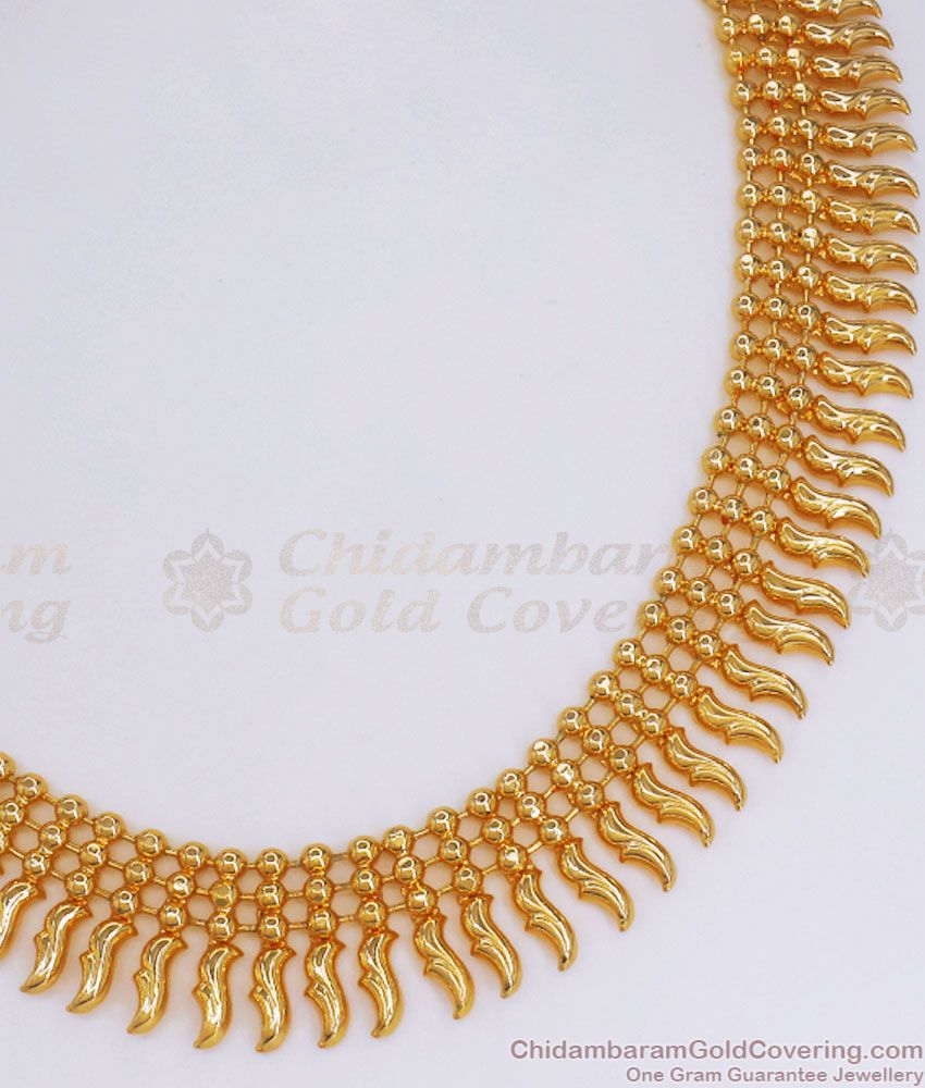 Real Gold Pattern Long Mullai Necklace Gold Plated Jewelry NCKN2942