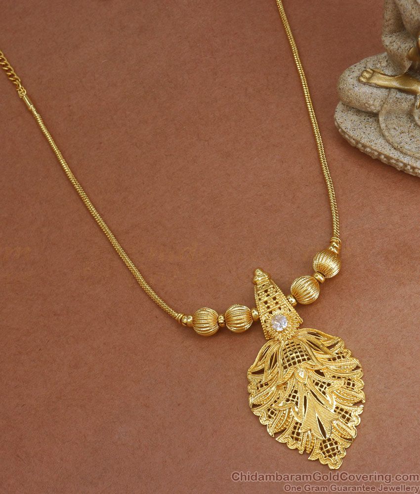 Floral Design Gold Plated Necklace White Stone Collections NCKN2943