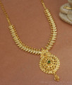 Bridal Wear 1 Gram Gold Necklace Emerald Stone Leaf Design NCKN2944