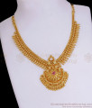 Attractive Short Necklace Gold Plated Jewelry Ruby White Stone NCKN2945