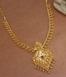 Net Pattern Mullaipoo Gold Imitation Necklace Ruby Stone Shop Online NCKN2948