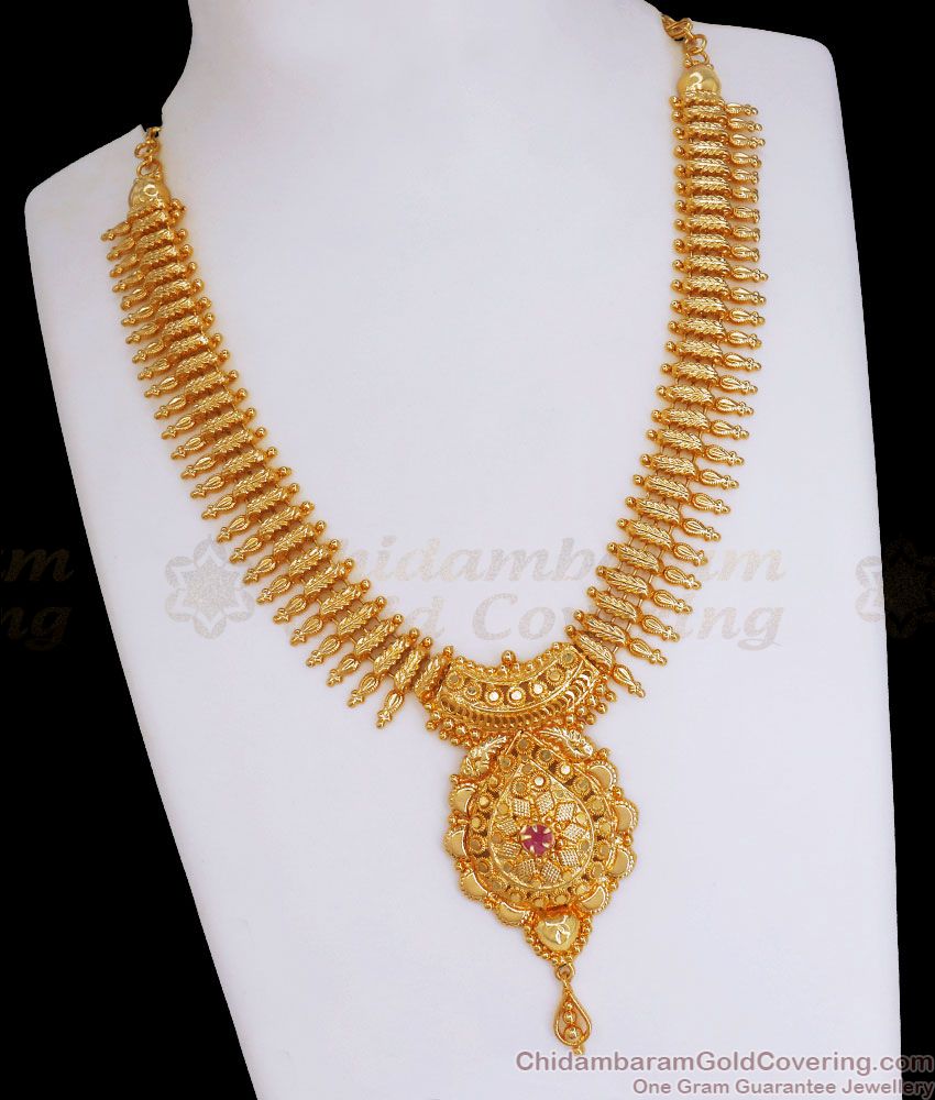 Trendy Kerala Pattern Single Stone Gold Plated Necklace Shop Online NCKN2950 Trendy Kerala Pattern Single Stone Gold Plated Necklace Shop Online NCKN2950