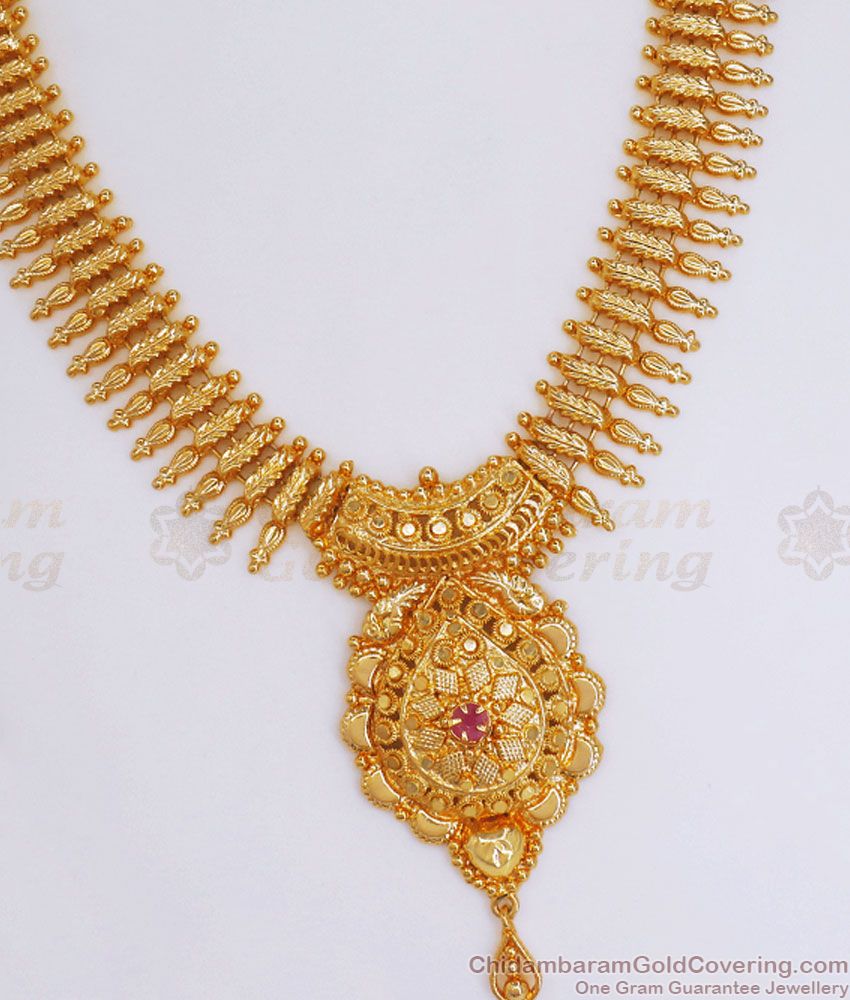 Trendy Kerala Pattern Single Stone Gold Plated Necklace Shop Online NCKN2950 Trendy Kerala Pattern Single Stone Gold Plated Necklace Shop Online NCKN2950