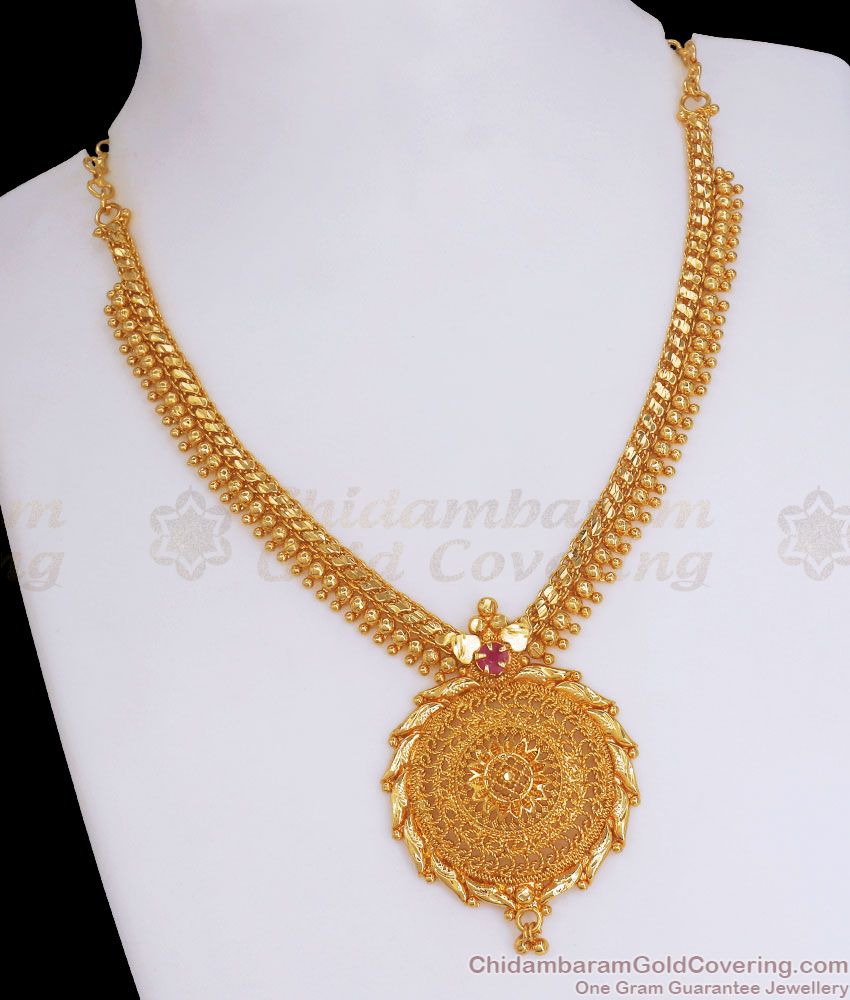 Unique Gold Plated Necklace Beads Design Shop Online NCKN2952