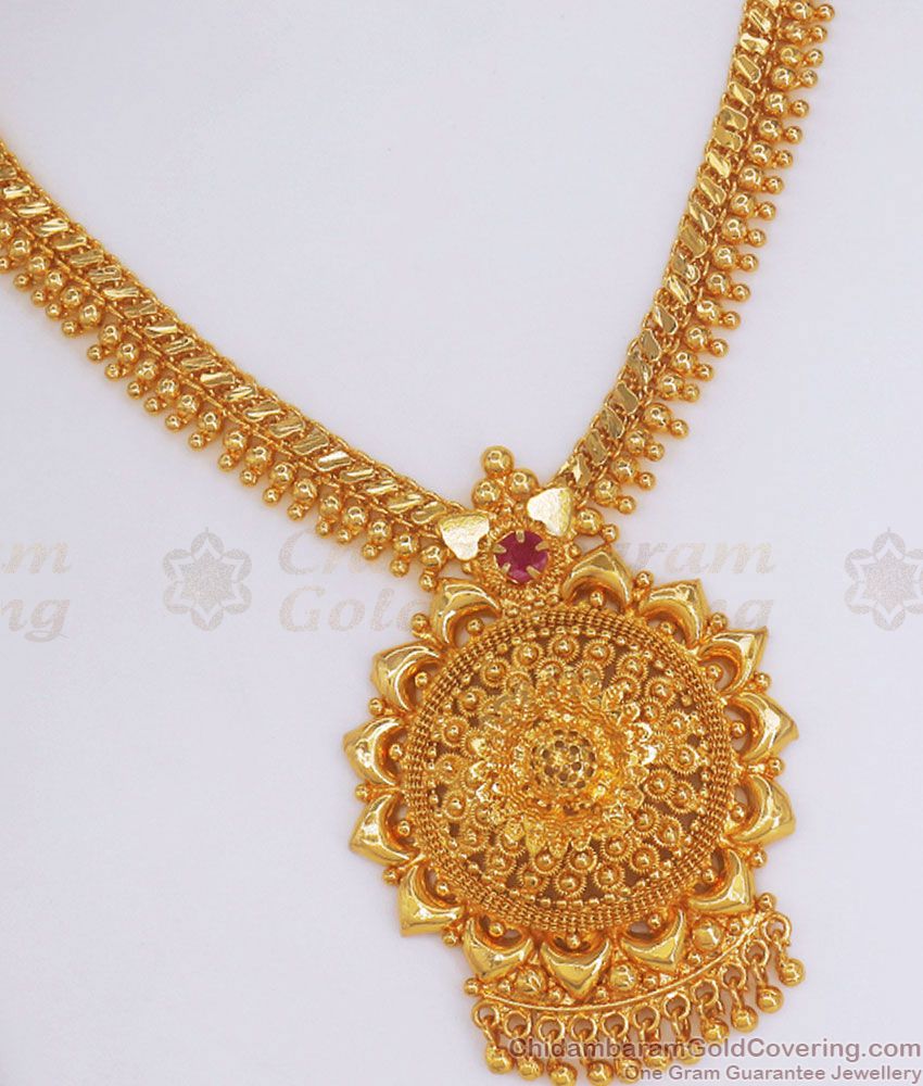 Elegant 1 Gram Gold Necklace Floral Design Bridal Jewelry NCKN2953