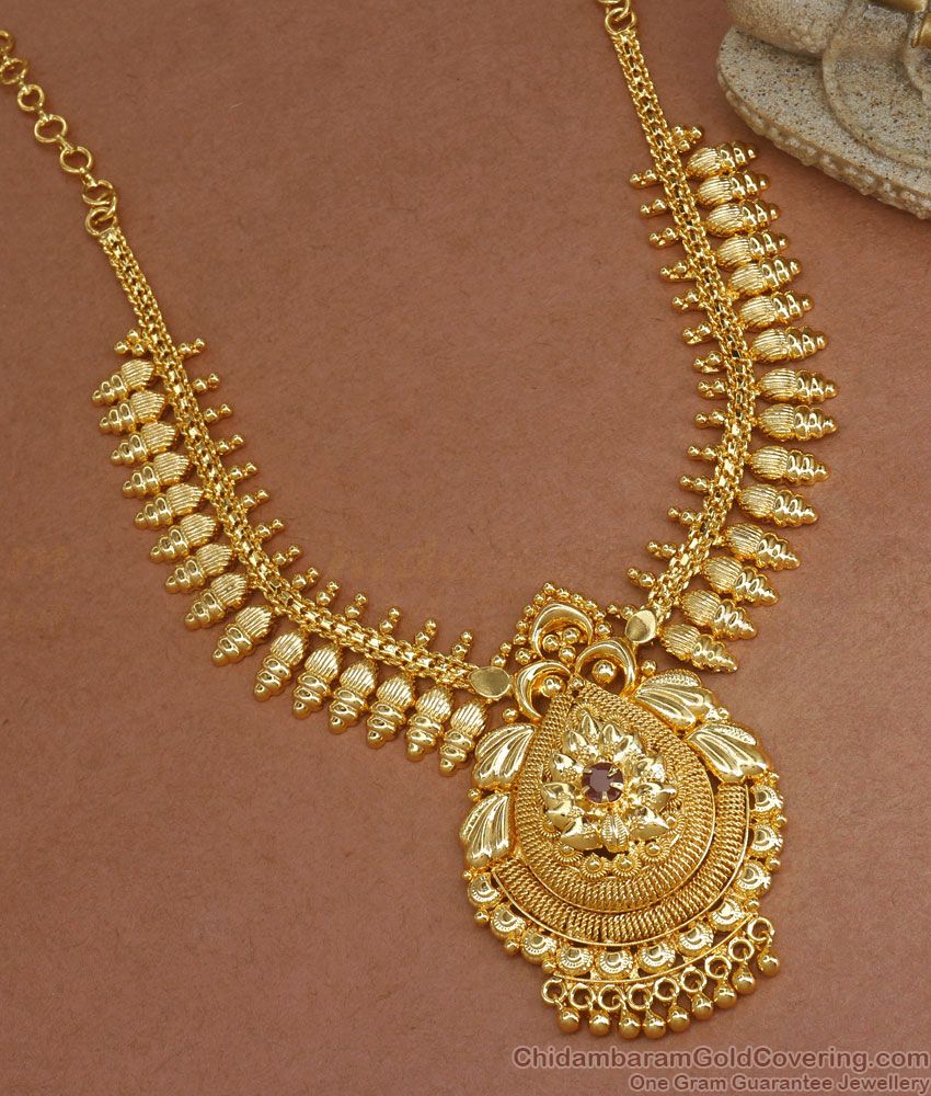 Festival Collections Gold Necklace Ruby Stone Design NCKN2955