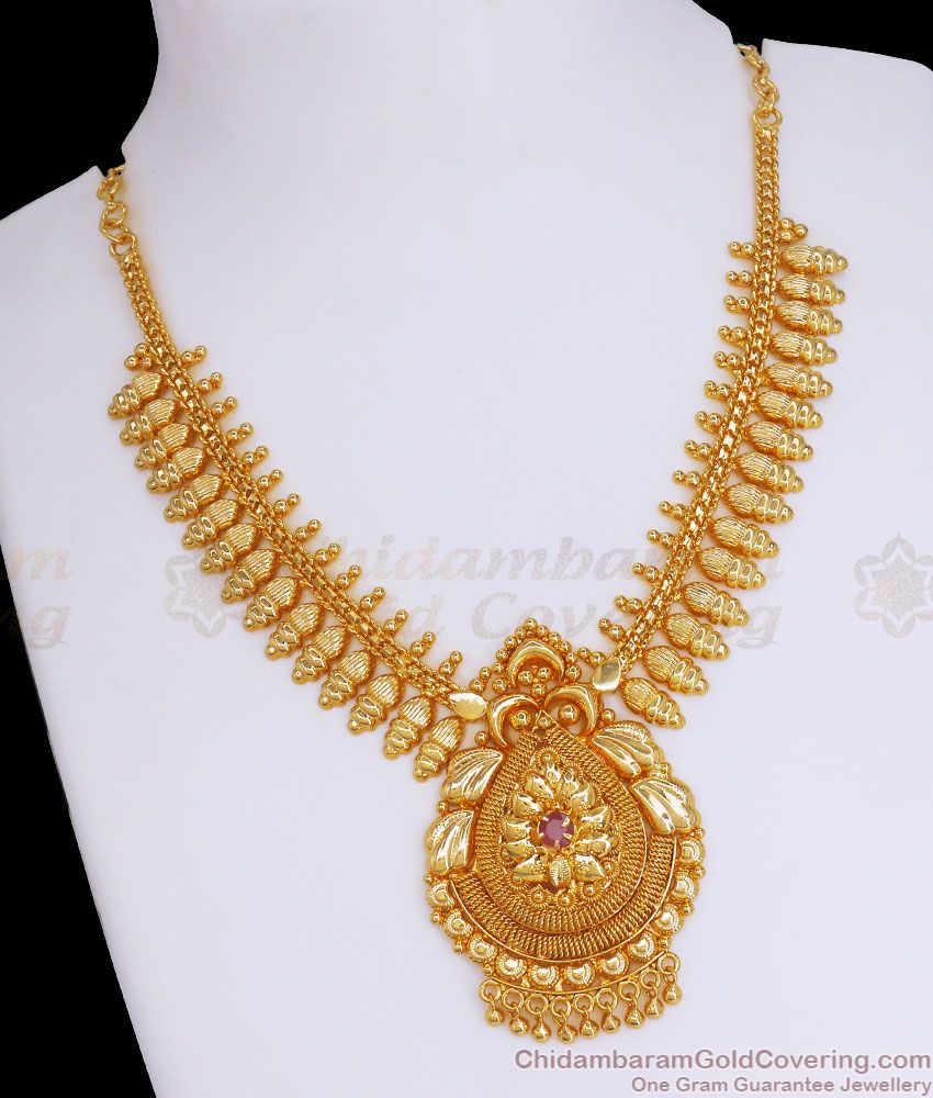 Festival Collections Gold Necklace Ruby Stone Design NCKN2955