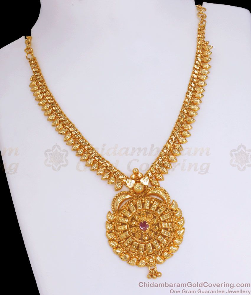 Traditional One Gram Gold Necklace Design  NCKN2969