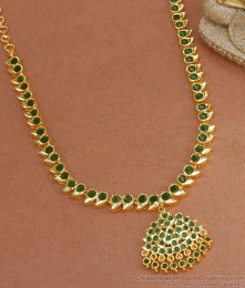 Green Emerald Stone Premium Impon Panchaloha Necklace Collections NCKN2974 Green Emerald Stone Premium Impon Panchaloha Necklace Collections NCKN2974
