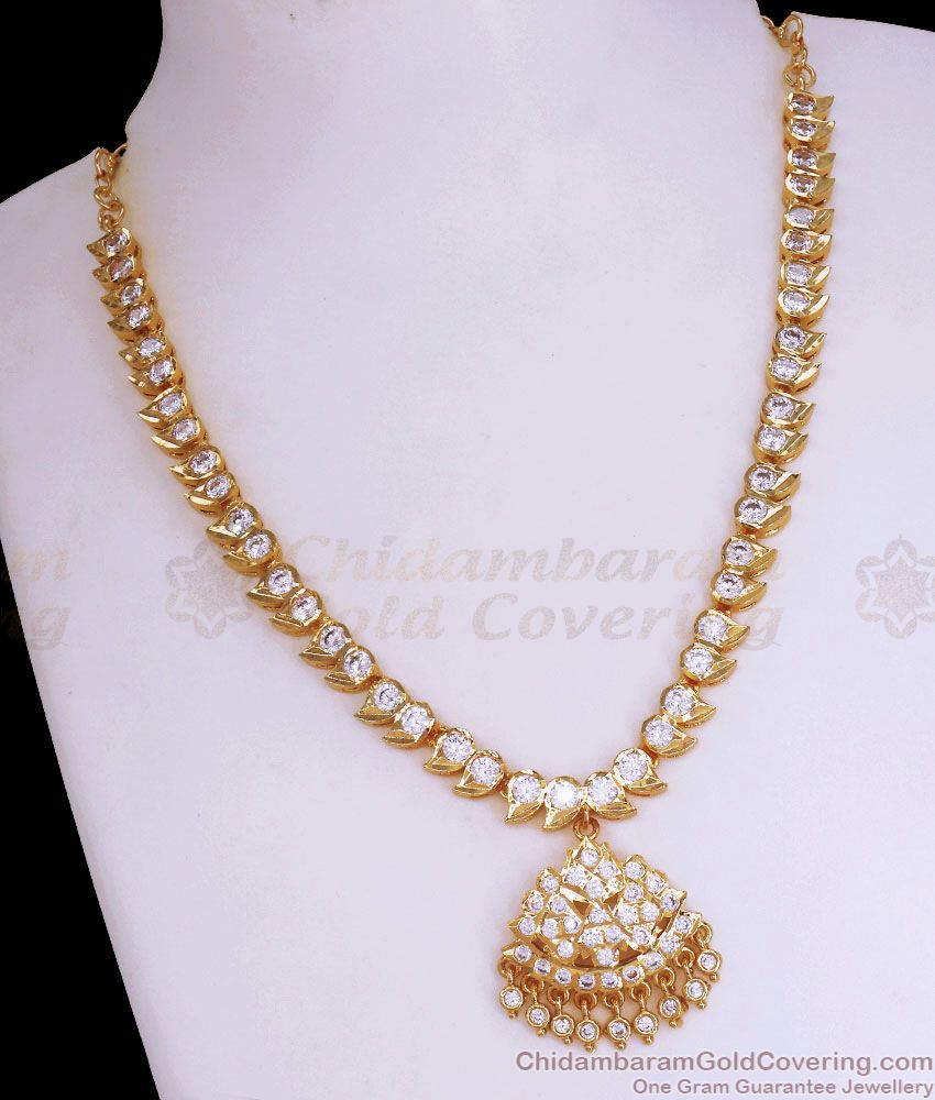 High Quality 5 Metal Impon Necklace White Stone Collections Shop Online NCKN2975