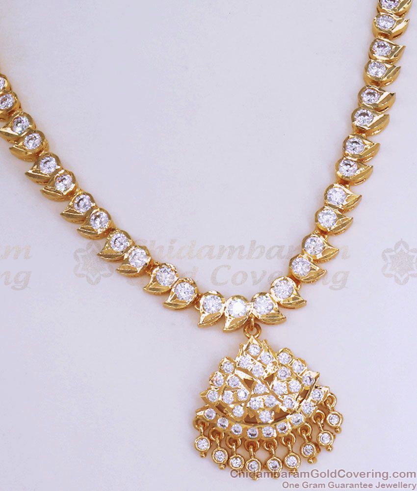 High Quality 5 Metal Impon Necklace White Stone Collections Shop Online NCKN2975