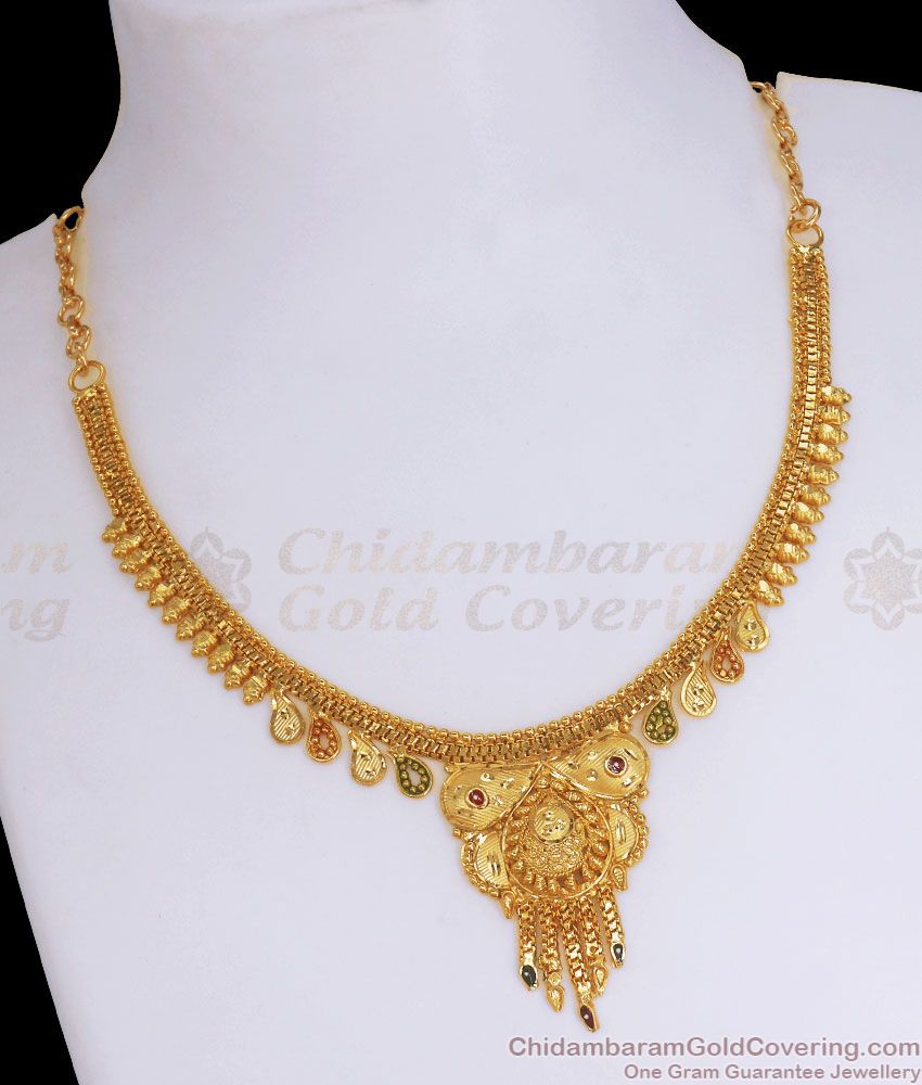 Two Gram Gold Necklace Meenakari Design Forming Jewelry NCKN2984