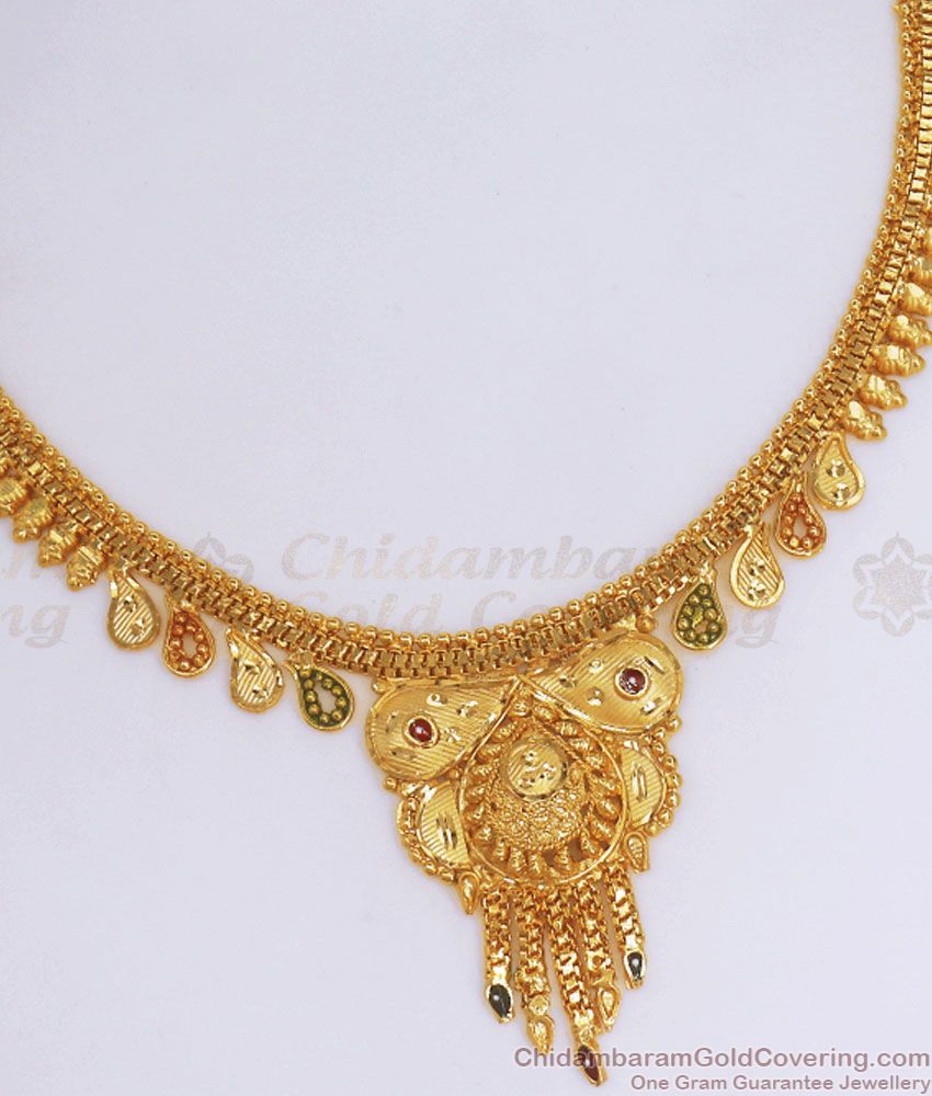 Two Gram Gold Necklace Meenakari Design Forming Jewelry NCKN2984