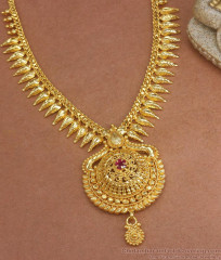 Kerala Pattern Gold Plated Necklace Mullaipoo Necklace Shop Online NCKN2994 Kerala Pattern Gold Plated Necklace Mullaipoo Necklace Shop Online NCKN2994