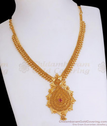 Bridal Gold Plated Ruby Stone Necklace Kerala Gold Jewelry Collections NCKN3001 Bridal Gold Plated Ruby Stone Necklace Kerala Gold Jewelry Collections NCKN3001
