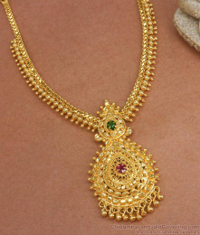 Latest Ruby Green Stone Gold Plated Necklace Offer Price Collections NCKN3004